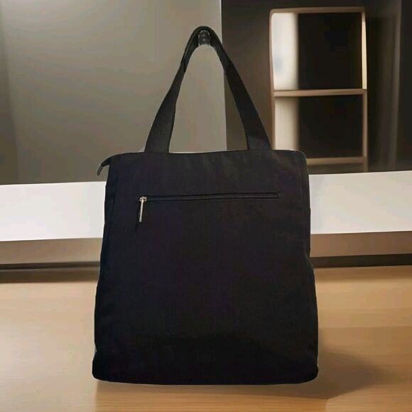 Lapagayo Hobo Shoulder Bag Tall Rectangle Purse Black Faille Fabric Very Large - Picture 4 of 15